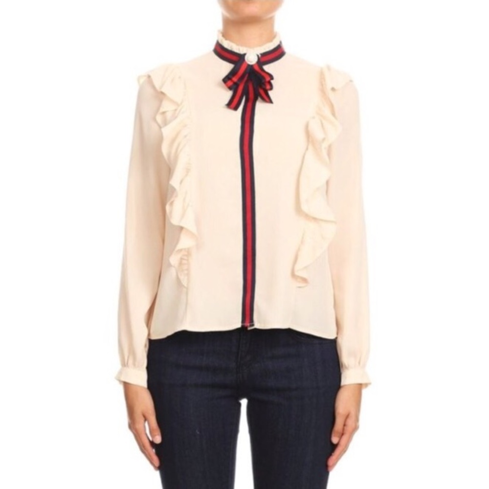 INA EMBELLISHED BOWTIE BLOUSE